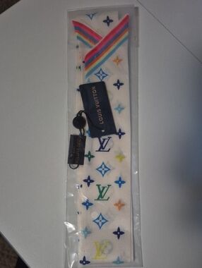 Louis Vuitton Cream Bandeau with Multicolor Monogram and Rainbow Stripes